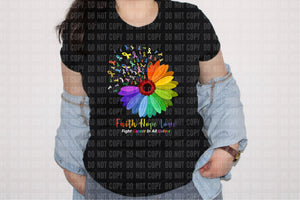 Faith Hope Love Fight Cancer in all Colors T-shirt