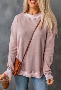Casual Pink Waffle Knit Top