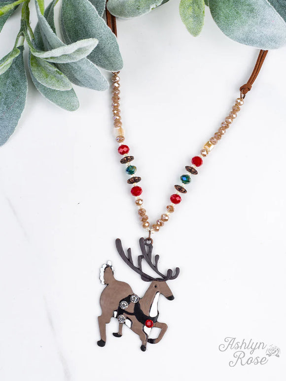 The Prancing Reindeer Pendant Necklace