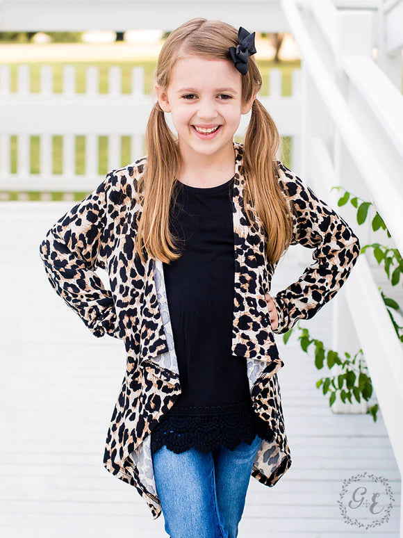 Girls Leopard Print Cardigan