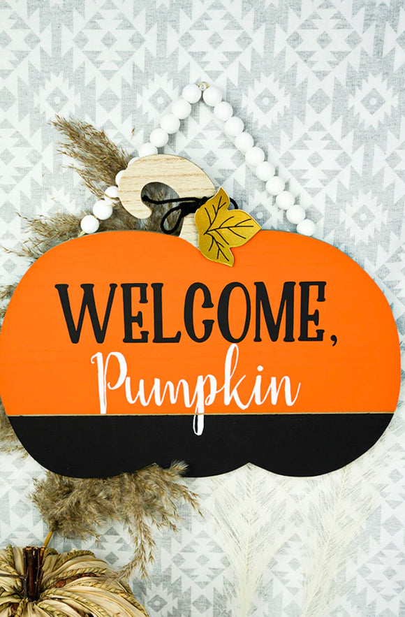 Welcome, Pumpkin Door Hanger