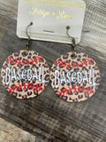 Baseball Leopard Print Earrings